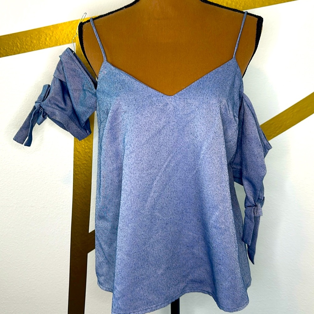 Cold Shoulder Denim Top S